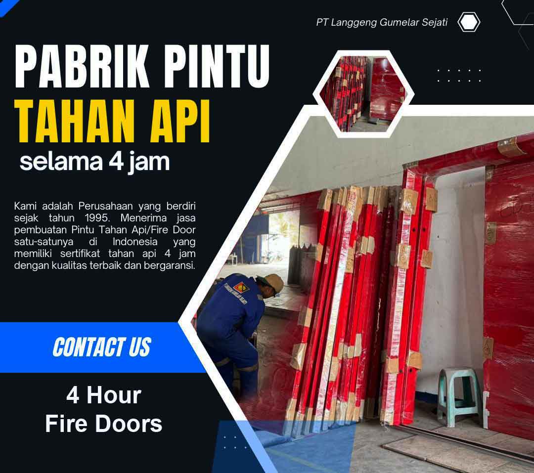 Pabrik Pintu Tahan Api Bersertifikat: Jasa Pembuatan Pintu Besi Baja Fire Door Emergency Exit 2 dan 4 jam