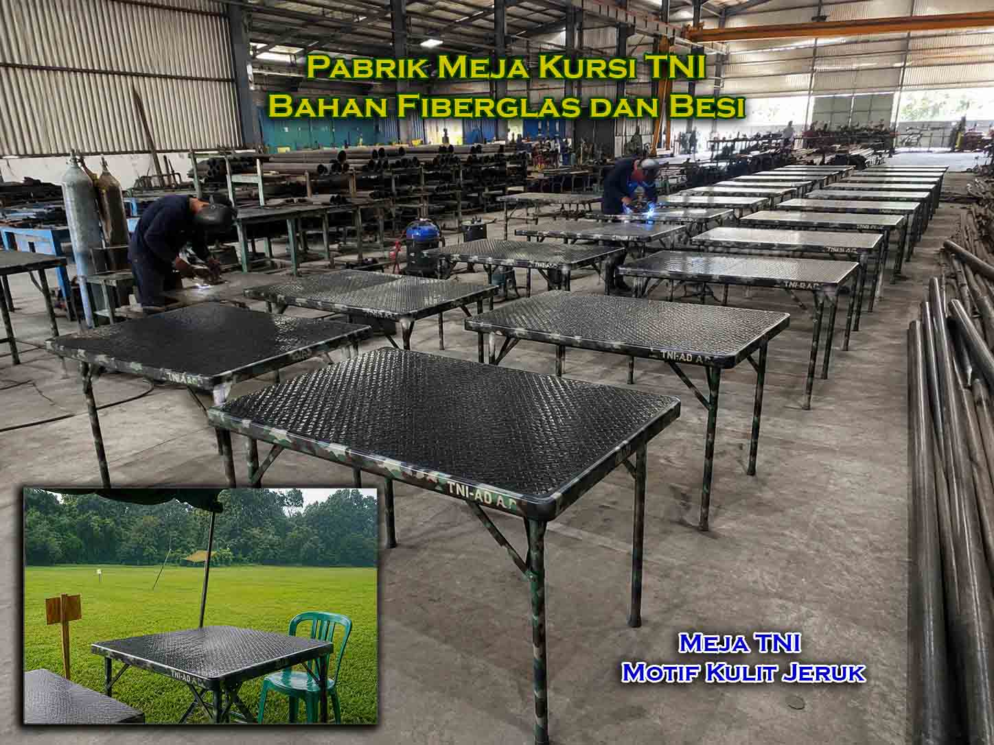 Pabrik Jasa Pembuatan Meja Kursi Besi dan Fiberglass Lipat TNI Militer